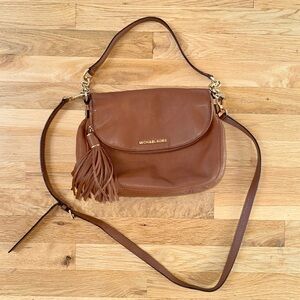 Michael Kors Bedford Medium Brown Convertible Tassel Crossbody Shoulder Bag
